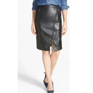 EUC Halogen Genuine Leather Skirt, Zippers, size 4P